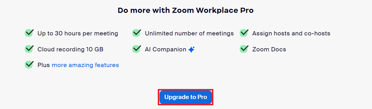 Upgrade to Zoom Pro