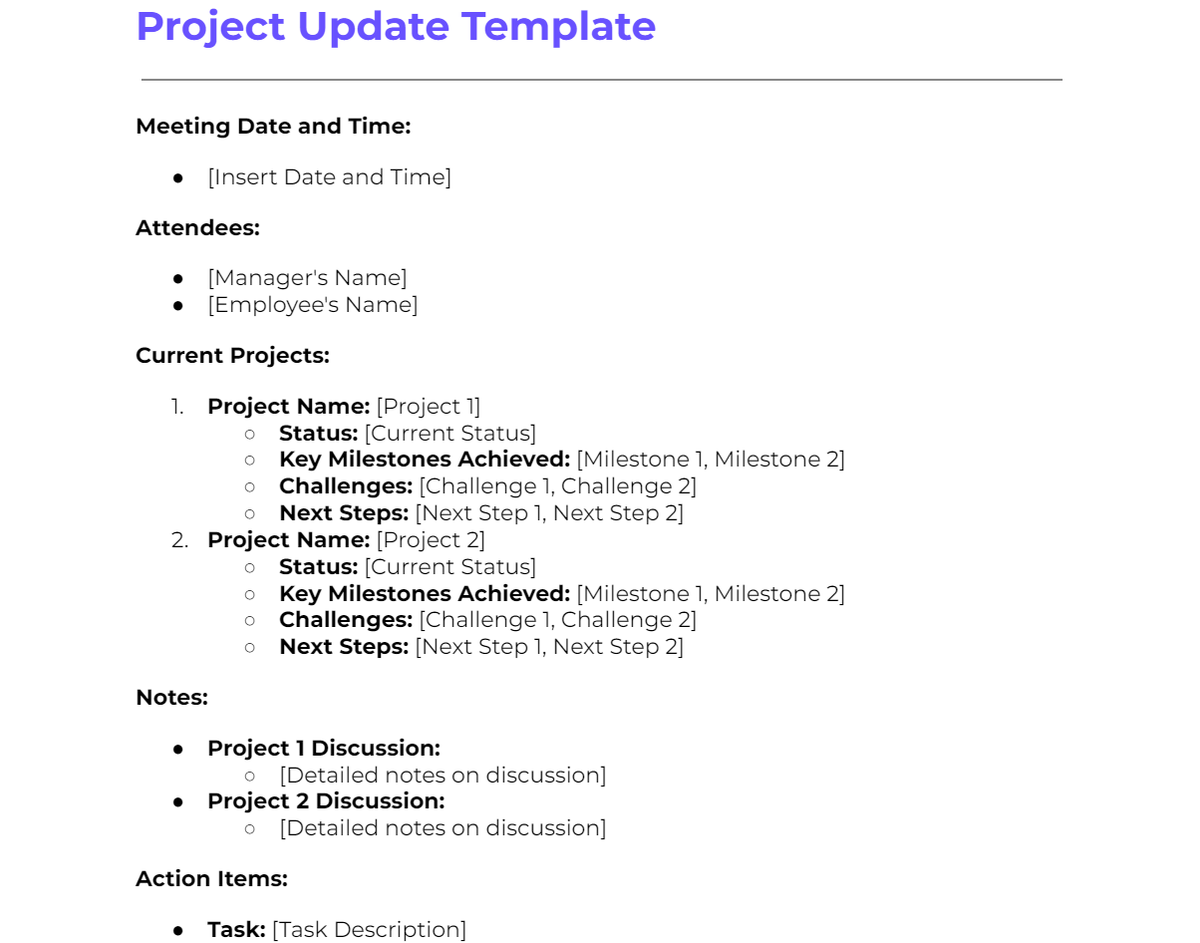 Project Update Template