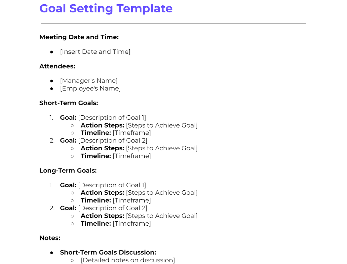 Goal Setting Template