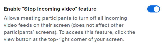 Stop Incoming Video feature