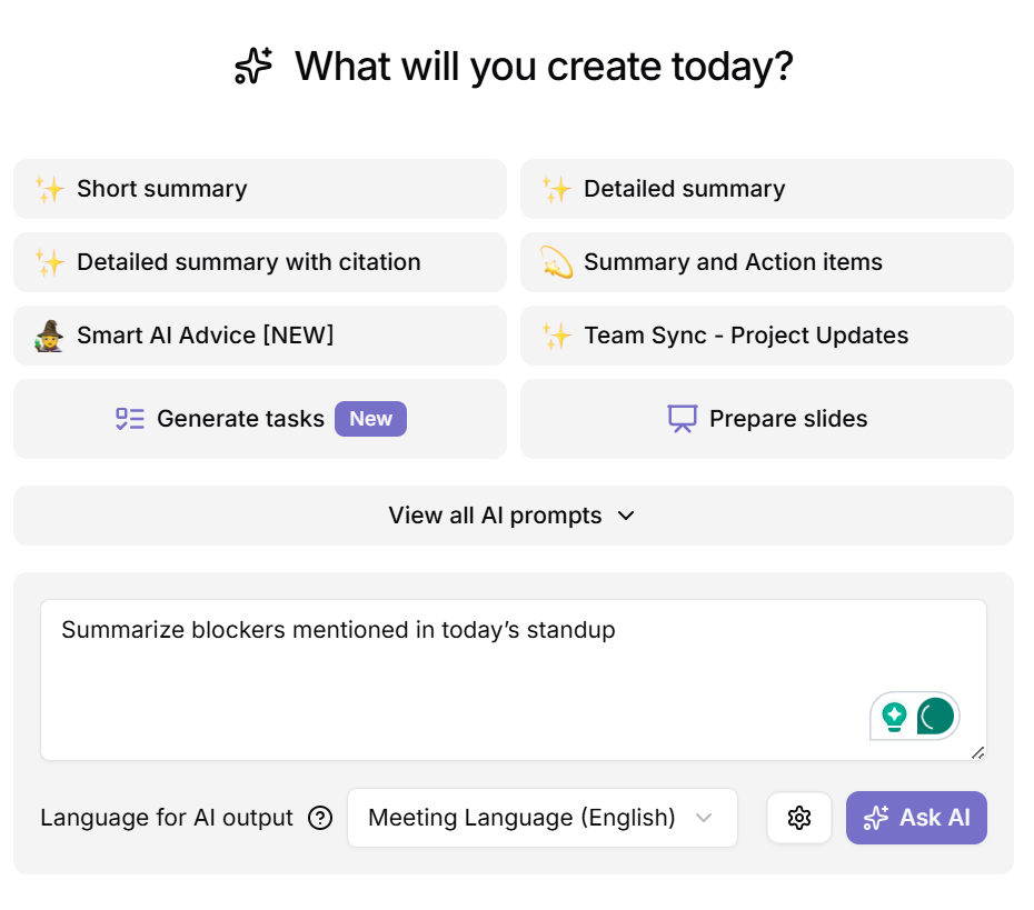 Sample prompts to use with Tactiq