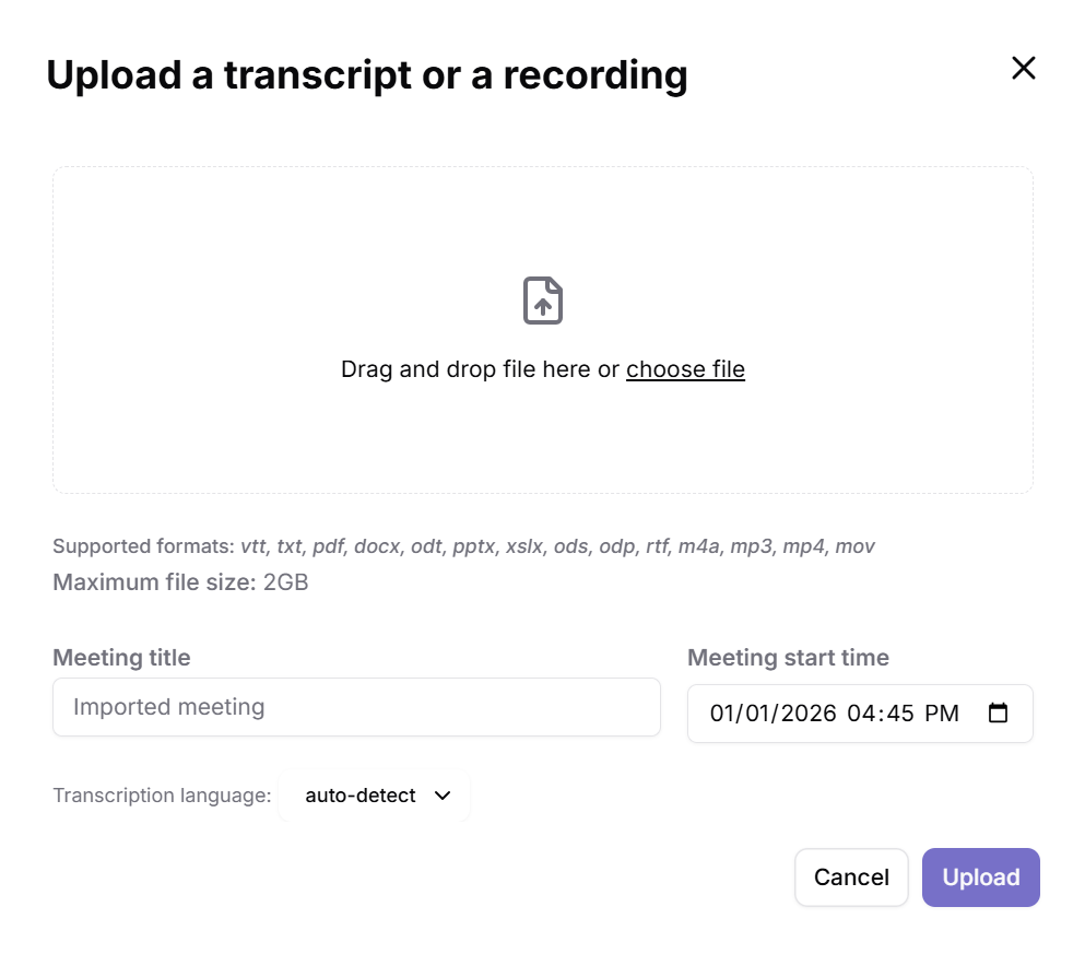 Upload files and documents to Tactiq