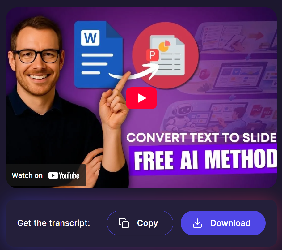 Copy or Download the Youtube transcript