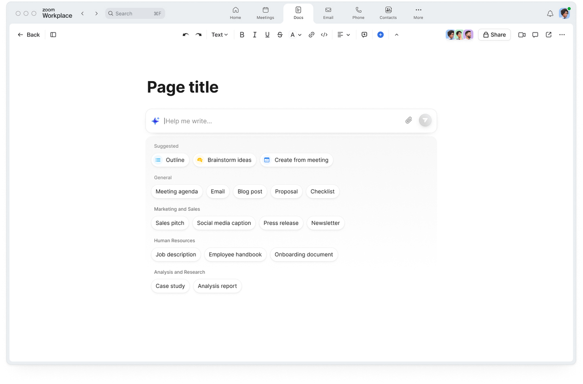 Zoom Docs Homepage