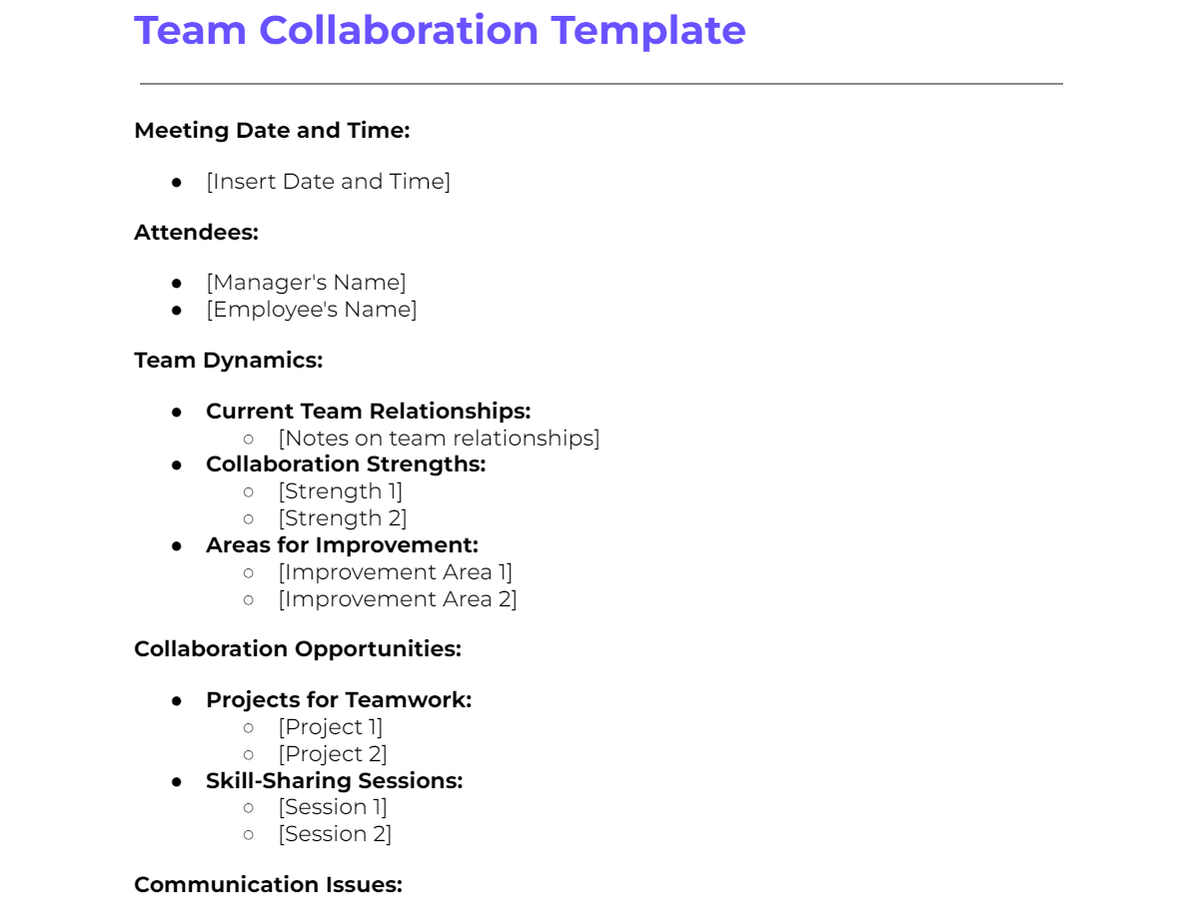 Team Collaboration Template