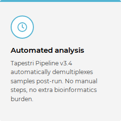 Automated analysis Tapestri Pipeline v3.4 automatically demultiplexes samples post-run. No manual steps, no extra bioinformatics burden.