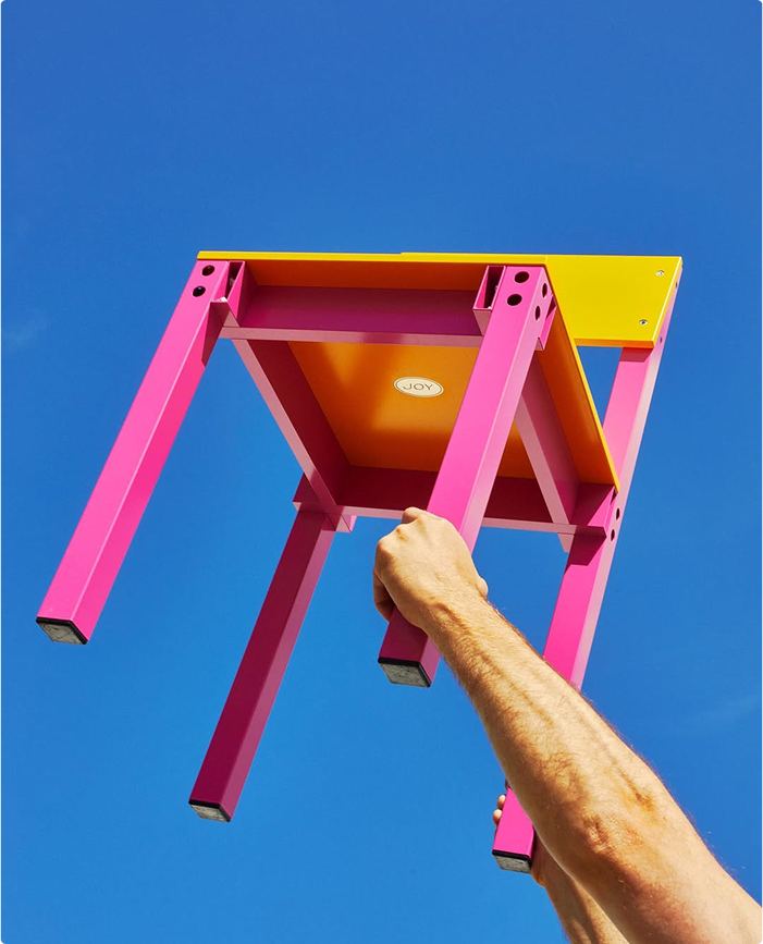 Chair Held towards the sky