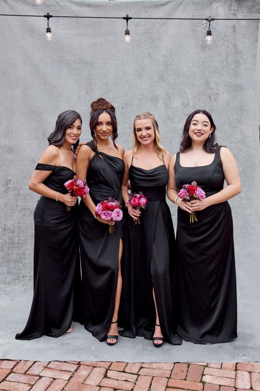 non matching black bridesmaid dresses Custom Made Black Mismatched Bridesmaid Dresses