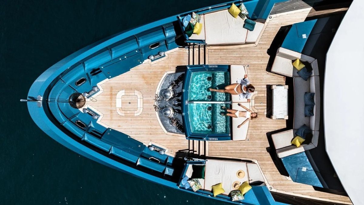 Aerial view of a Luxury Yacht