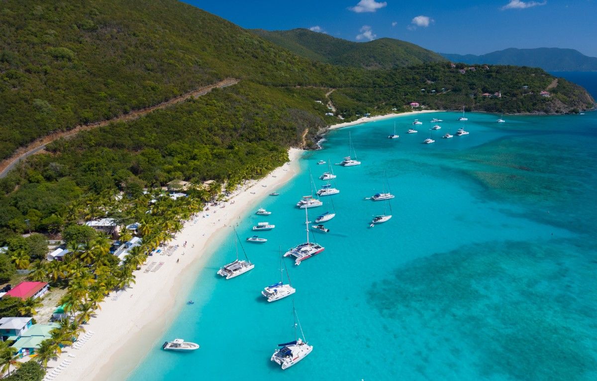 Aerial View of White Bay, Jost Van Dyke, BVI