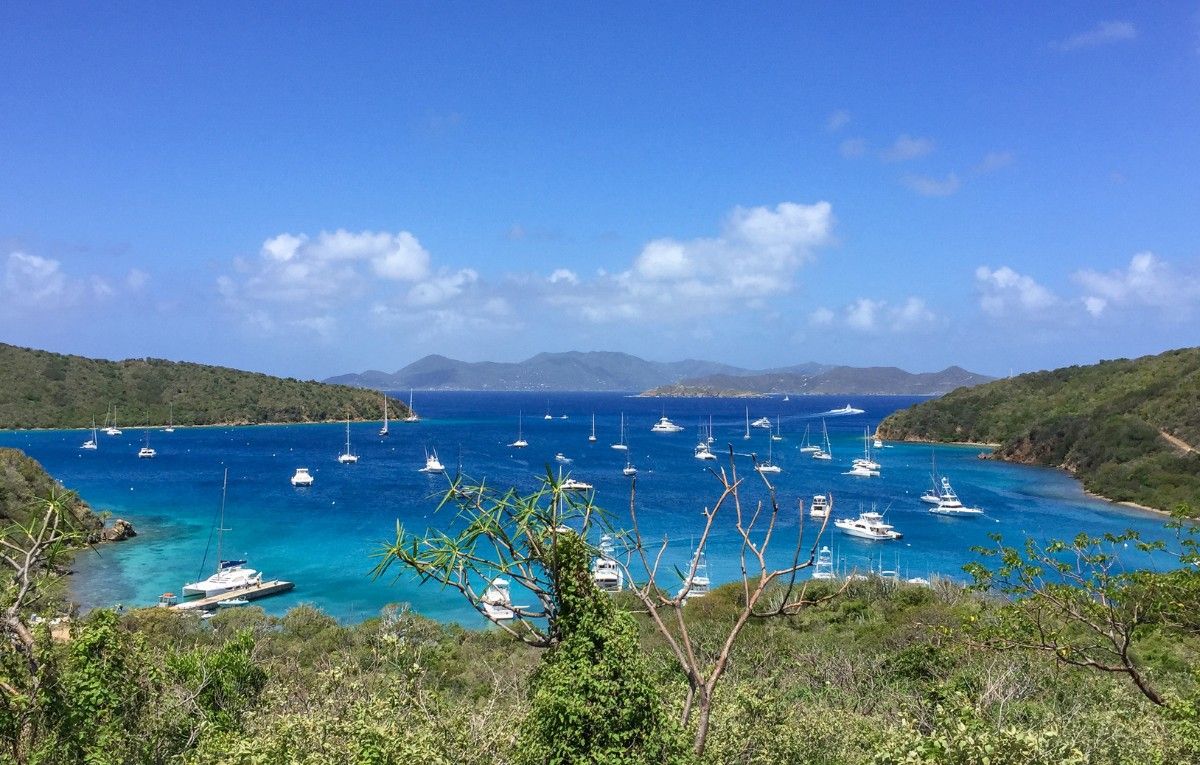 Downward view of the bay off Norman Island.