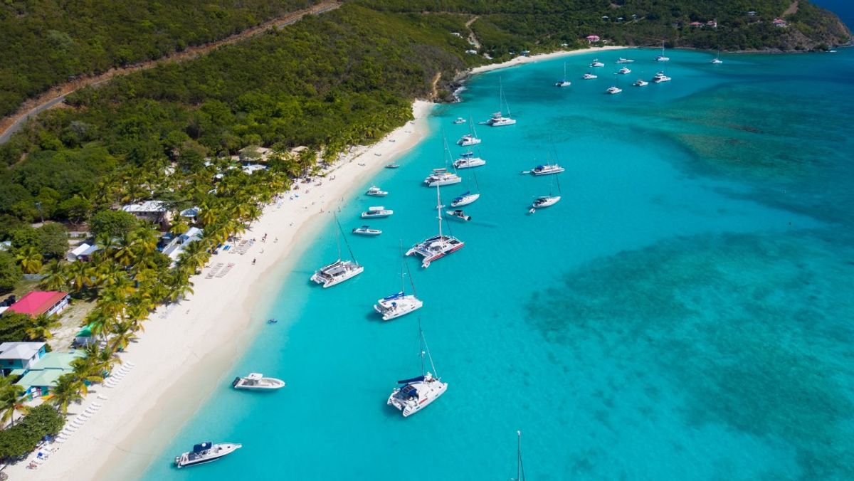 Aerial View of White Bay, Jost Van Dyke, BVI