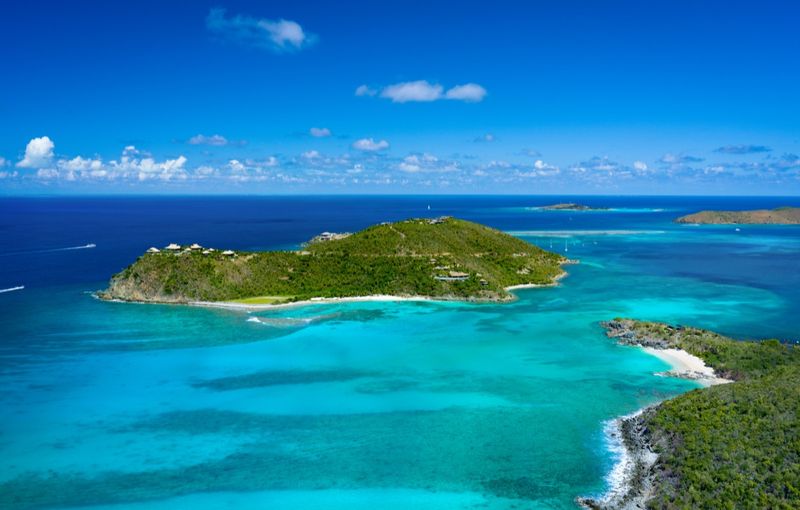 Aerial photo of Mosquito Island, British Virgin Islands