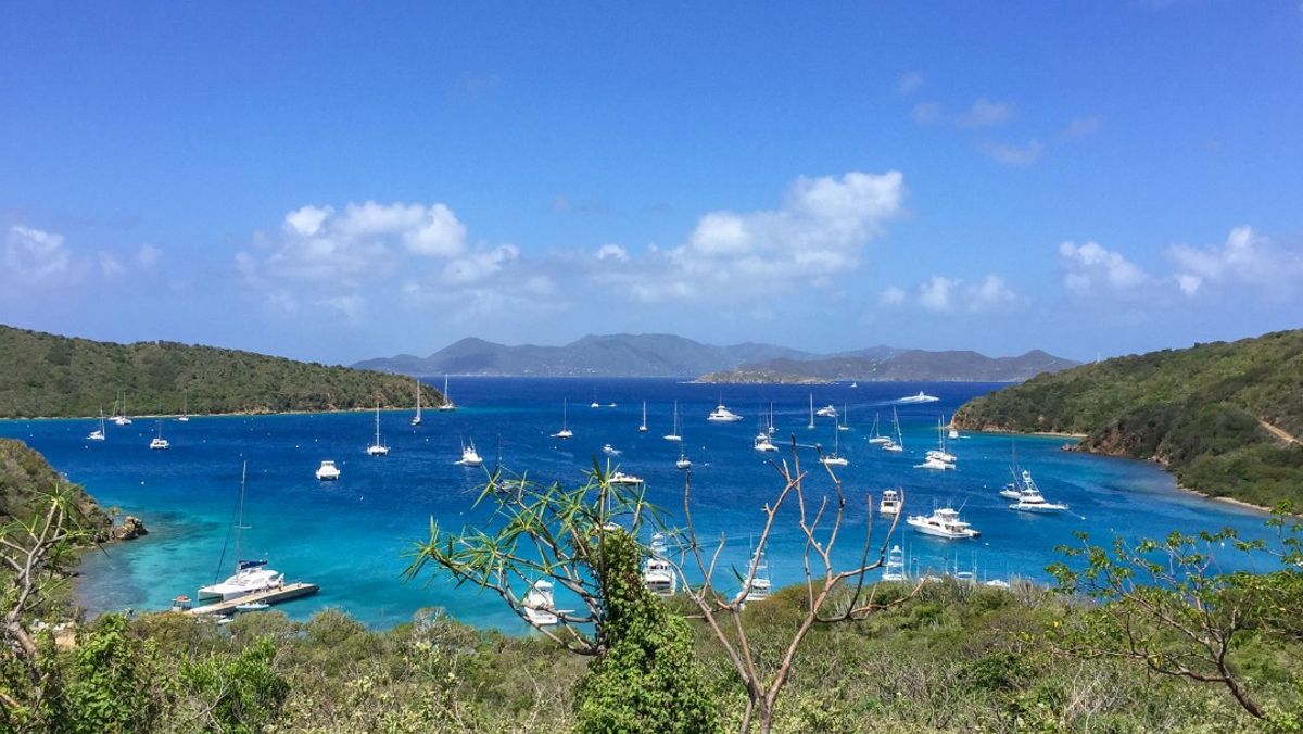 Downward view of the bay off Norman Island.
