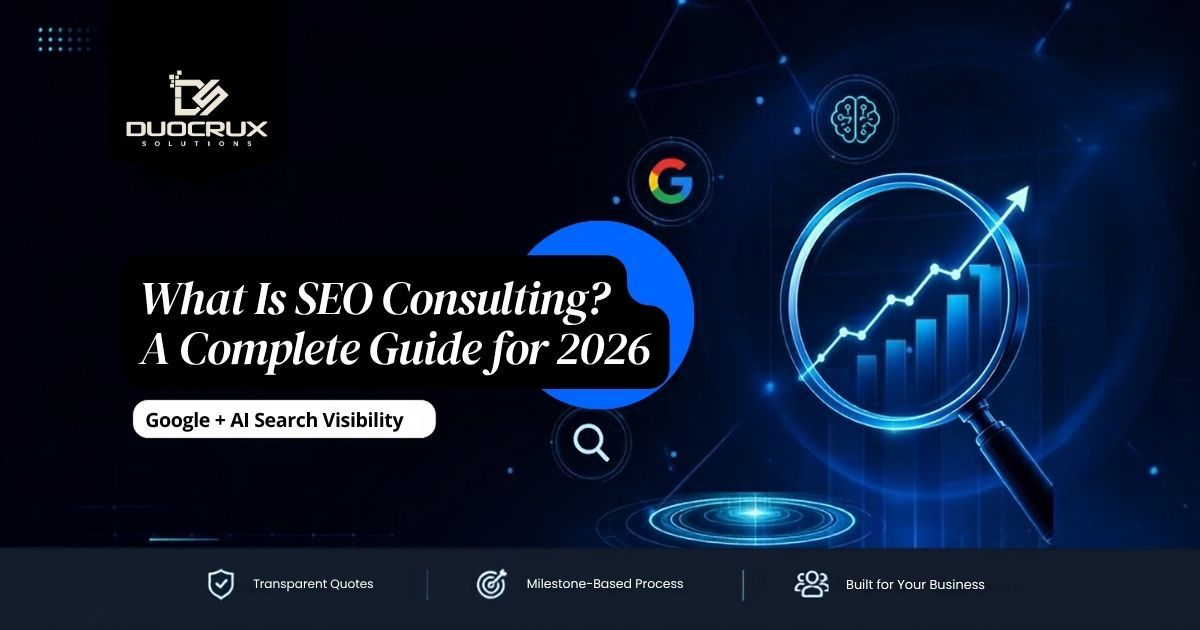 SEO consulting guide by DuoCrux Solutions – Google and AI search visibility