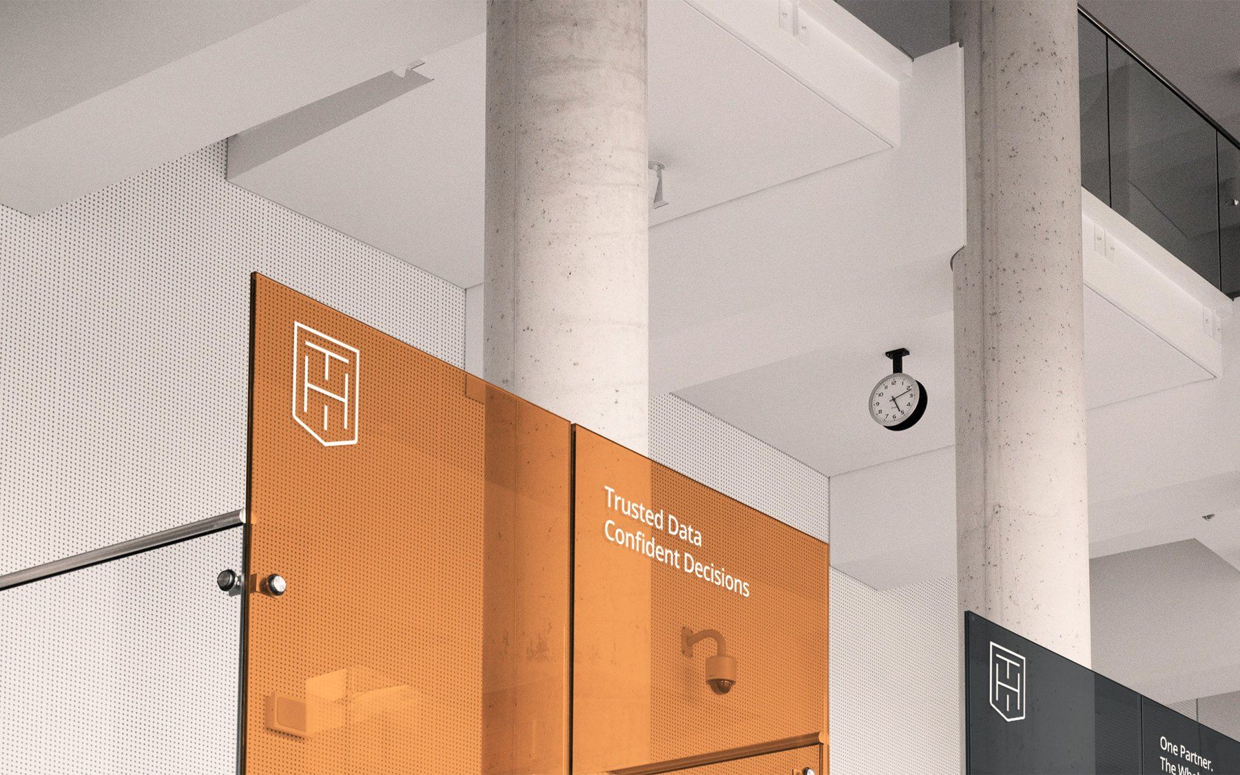 Glass signage, lobby