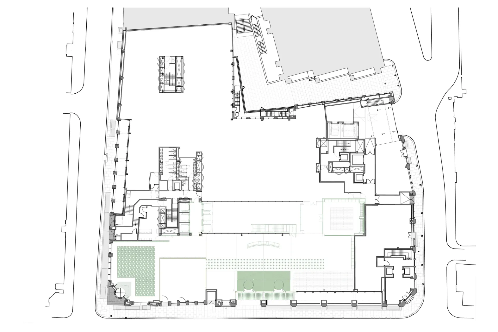 architectural plan with green