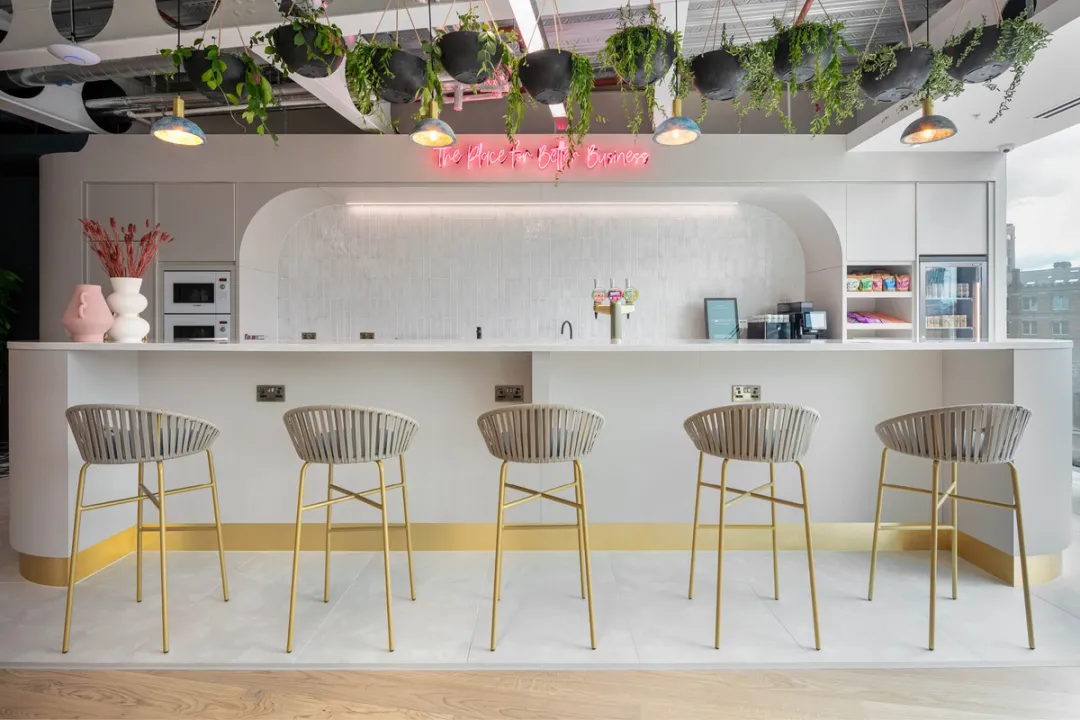 Stools at a kitchenette bar 