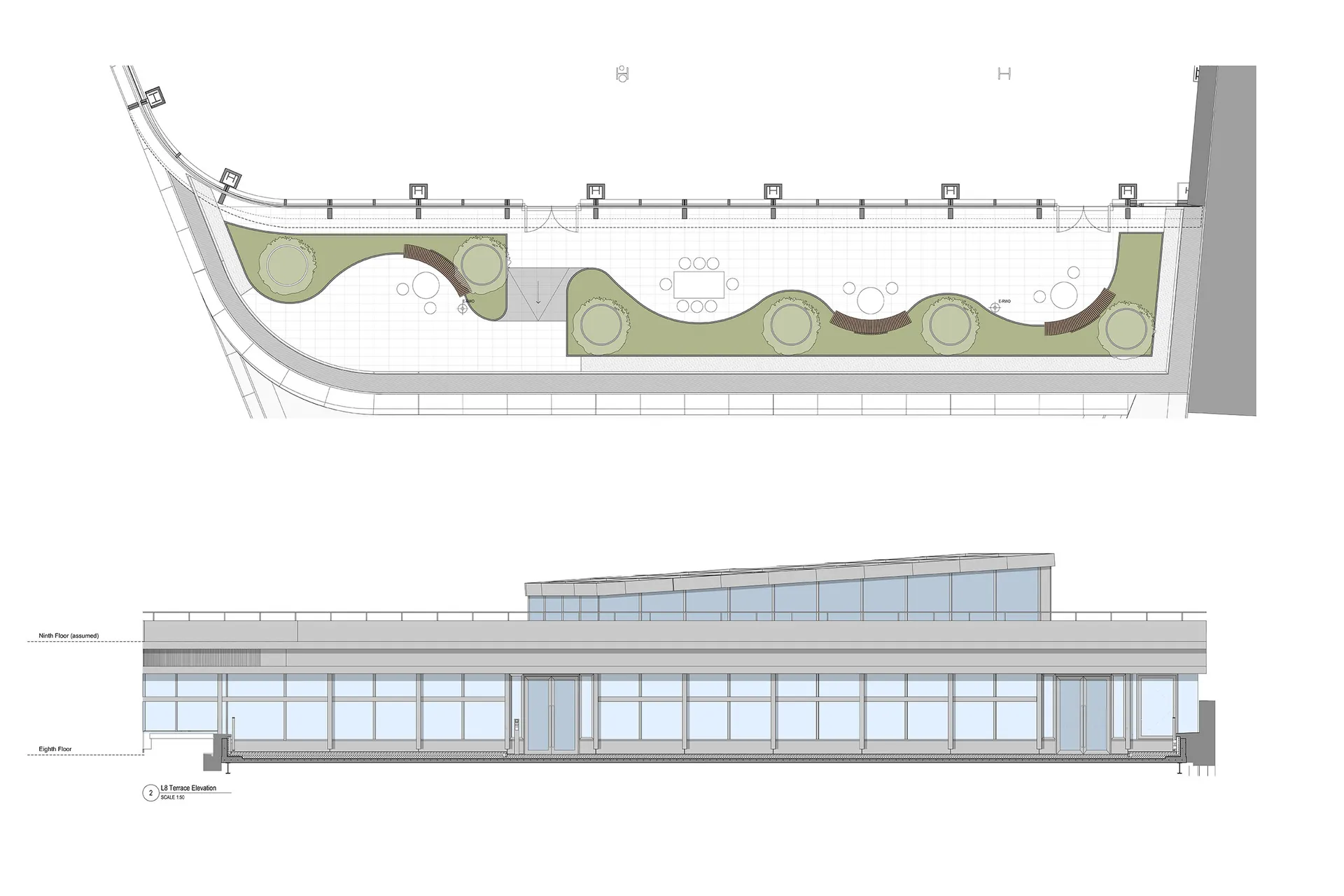 Drawing of roof garden work