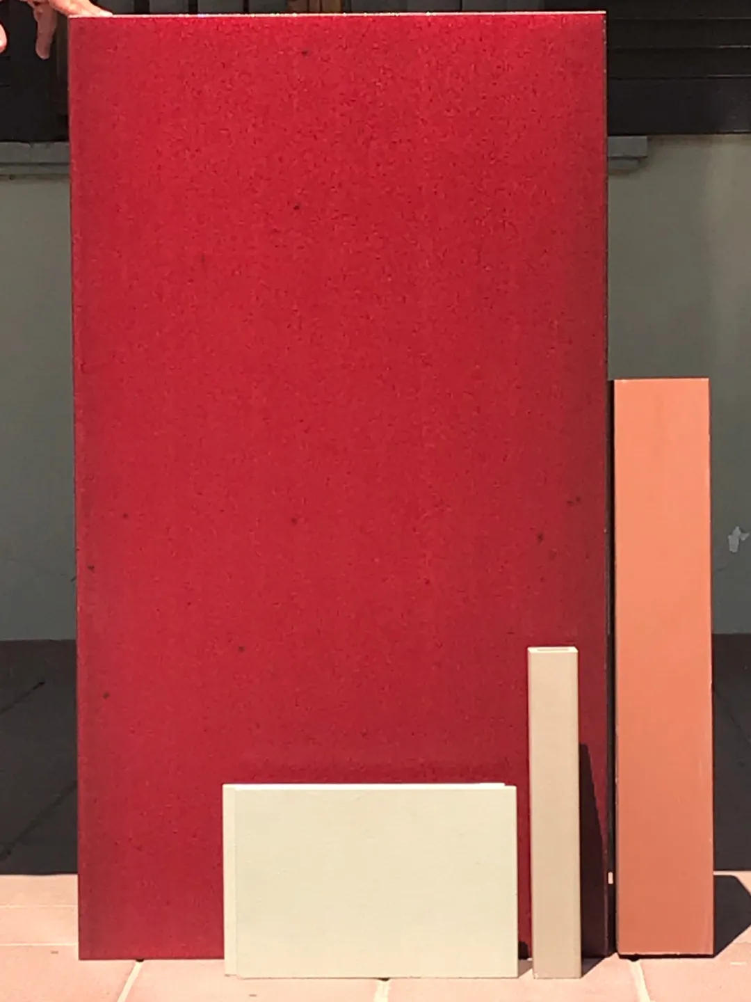 Terracota samples in reds, oranges and pale yellow