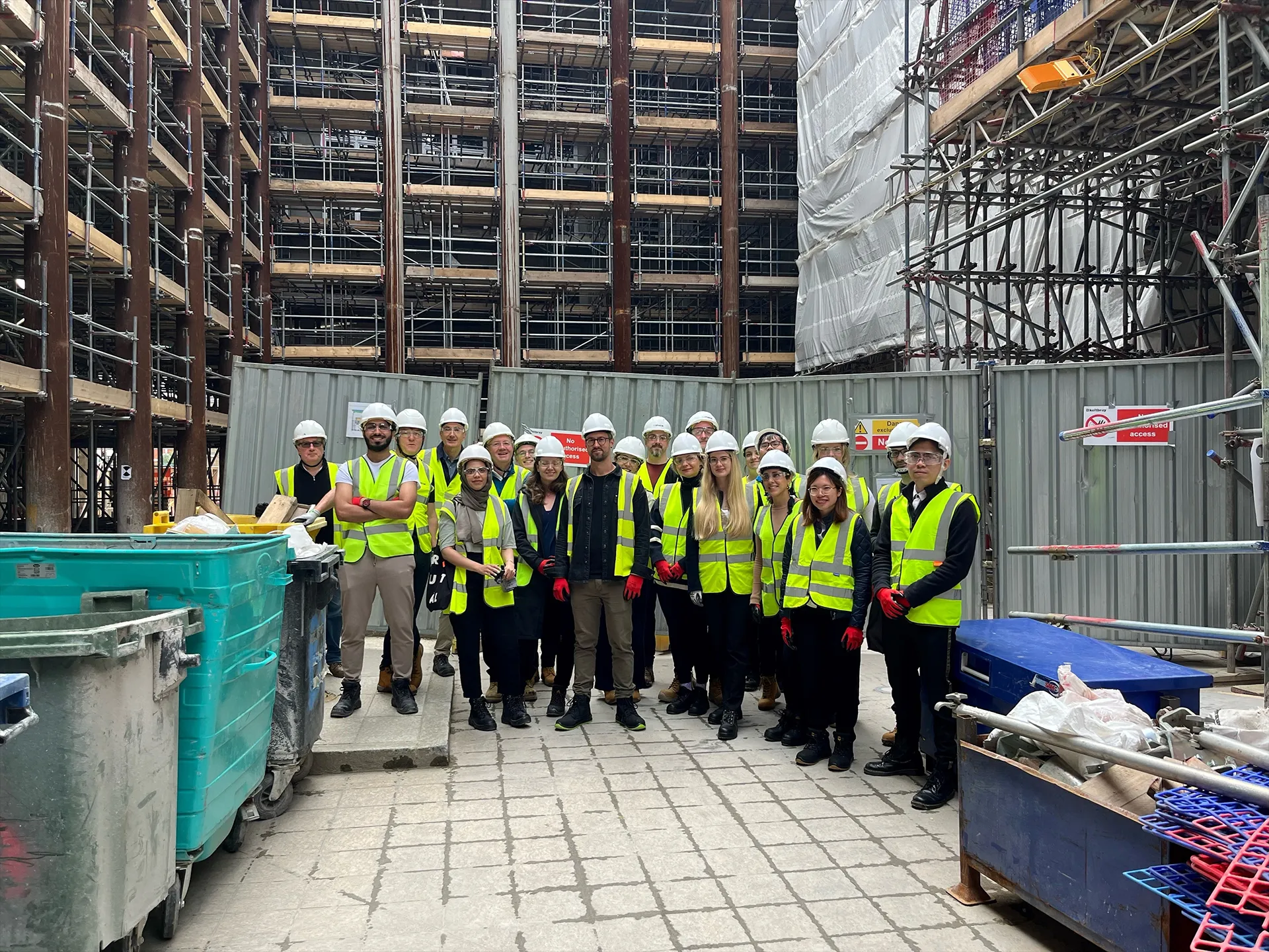 JRA team visiting Peterborough Court in hi-vis jackets