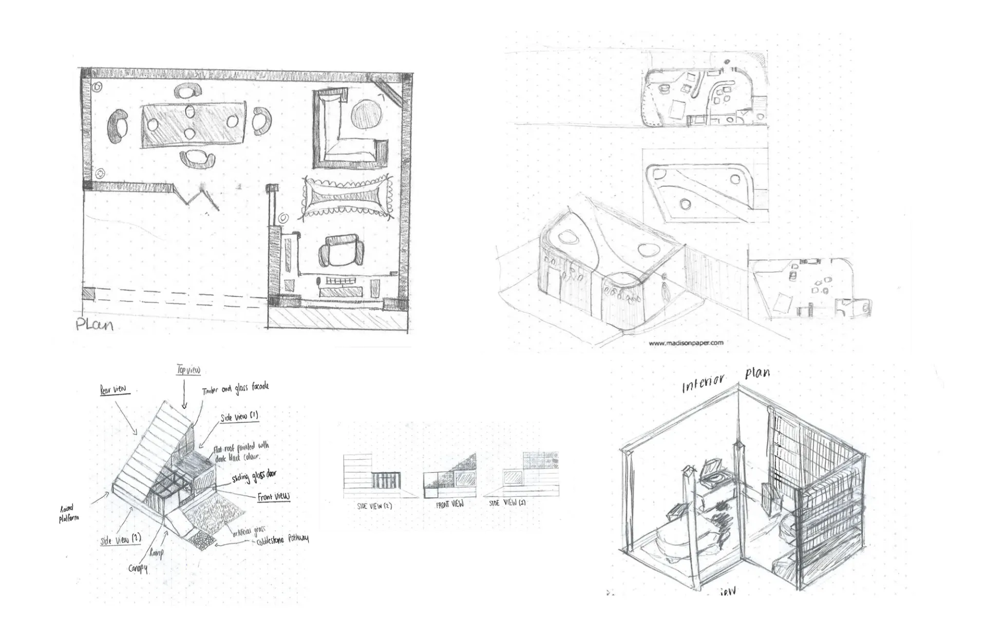 architectural sketches made by students