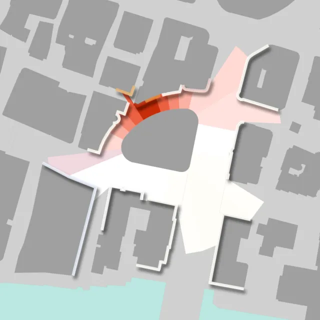 architectural street plan with colour gradient for building