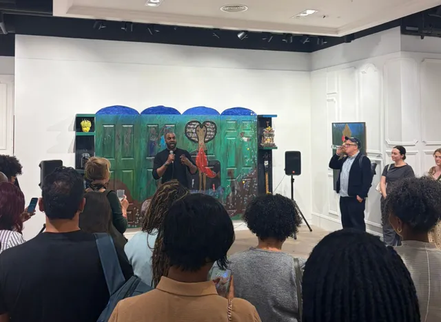 Photograph of speaker at event