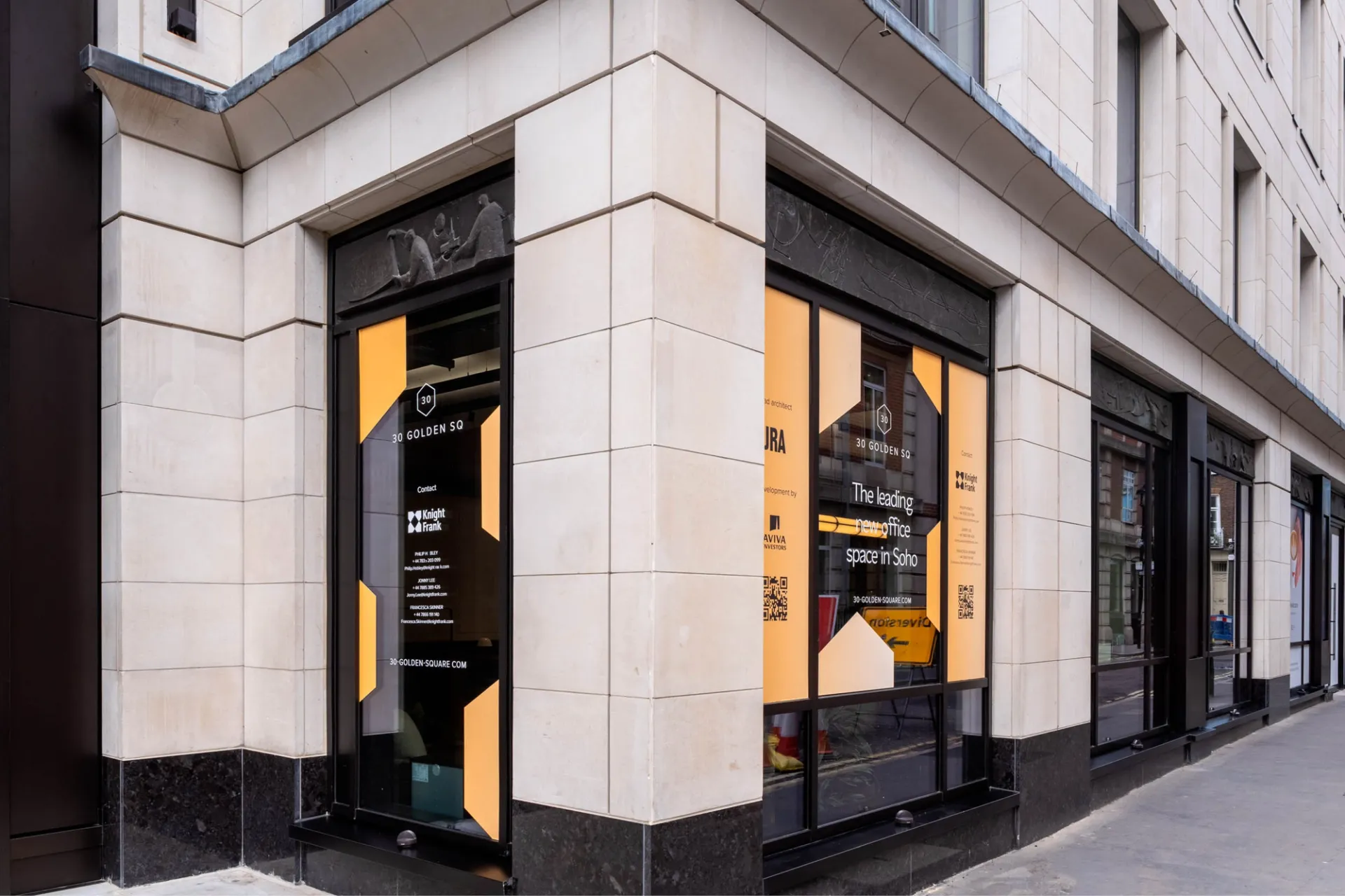 corner of window display of building