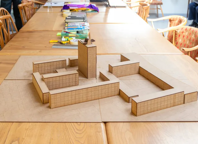 Photograph  of lazer cut model prior to workshop