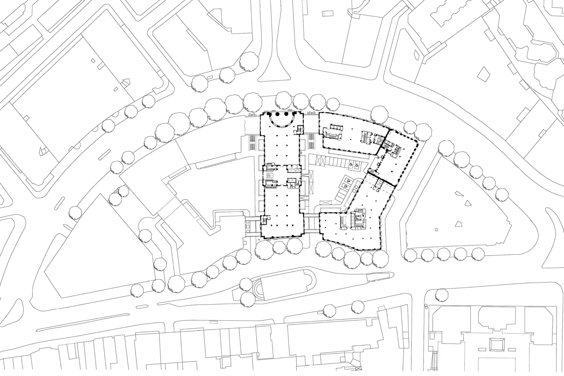 site plan architectural drawing black and white lines