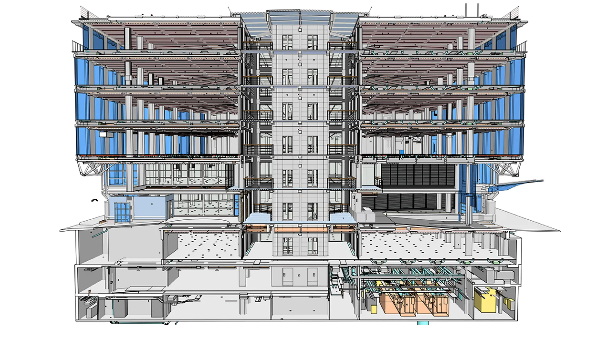Perspective section of office floors