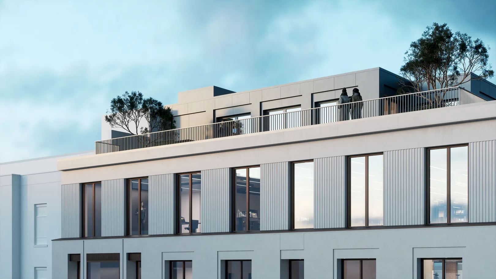 CGI of building rooftop terraces