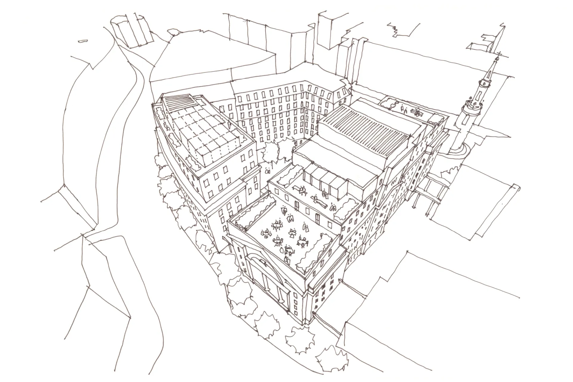 sketch of site of project architectural black and white