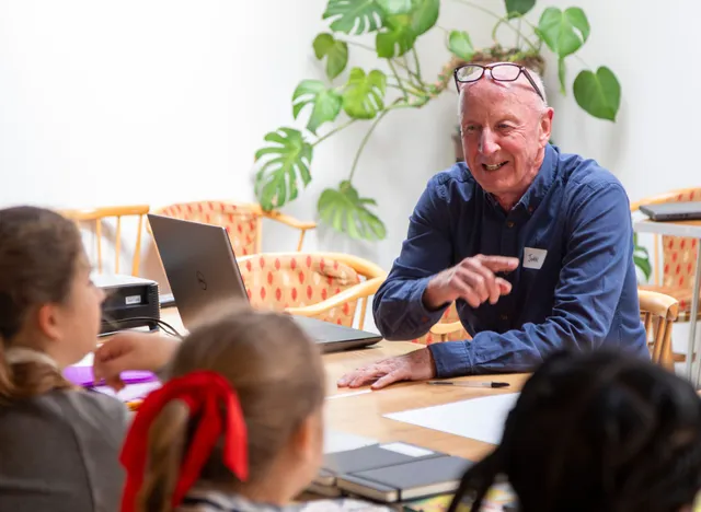 John Robertson giving talk to children  at the workshop