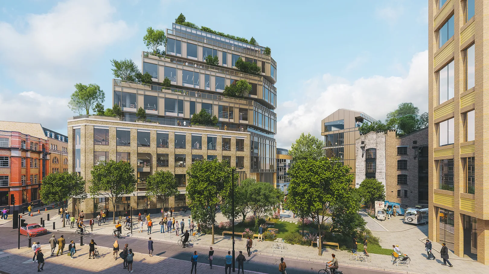 3d visualisation of exterior view of Bermondsey Yards