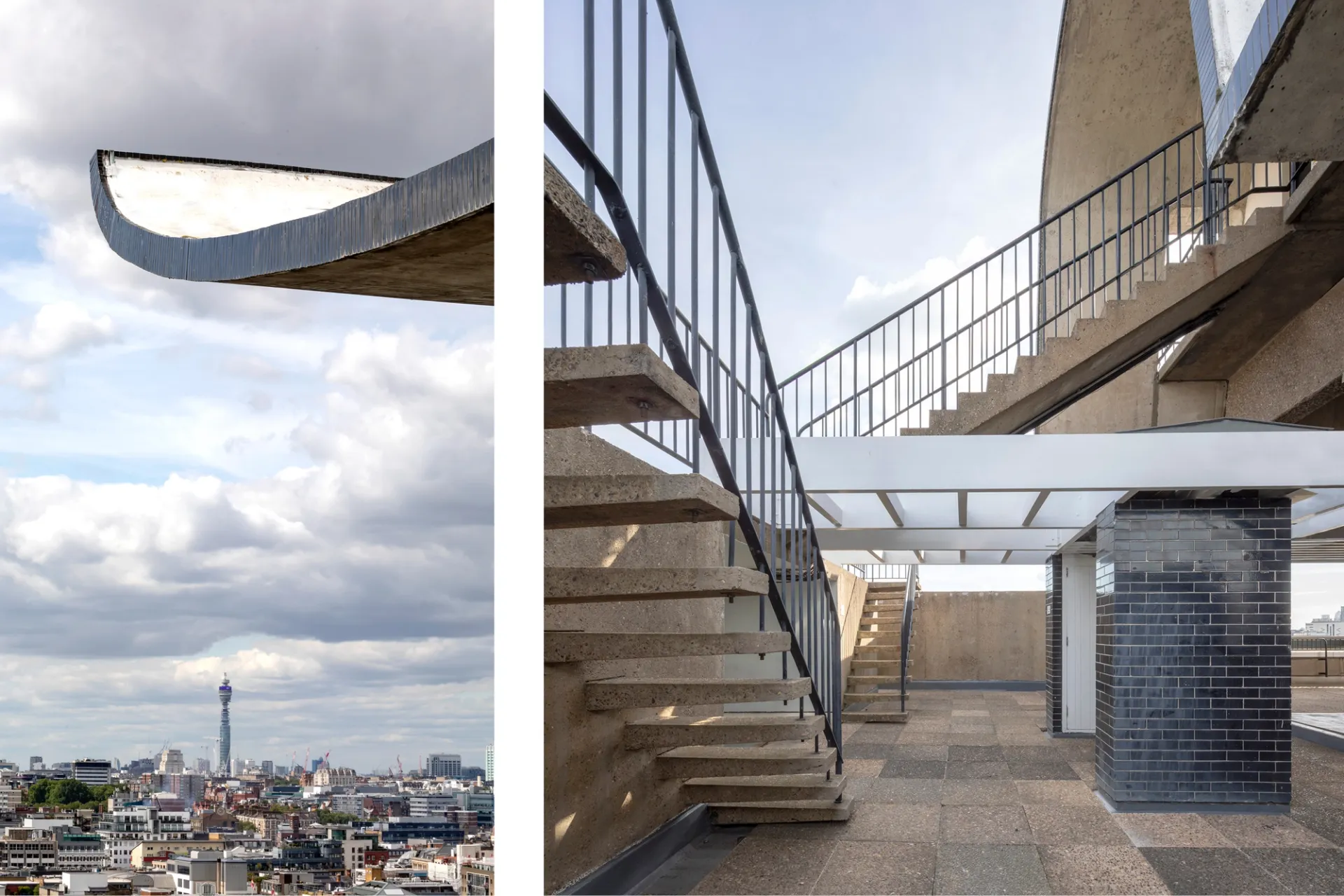 view of top of building and sail with steps