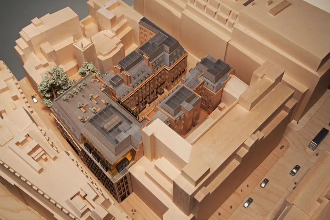 wooden architectural model birds eye view