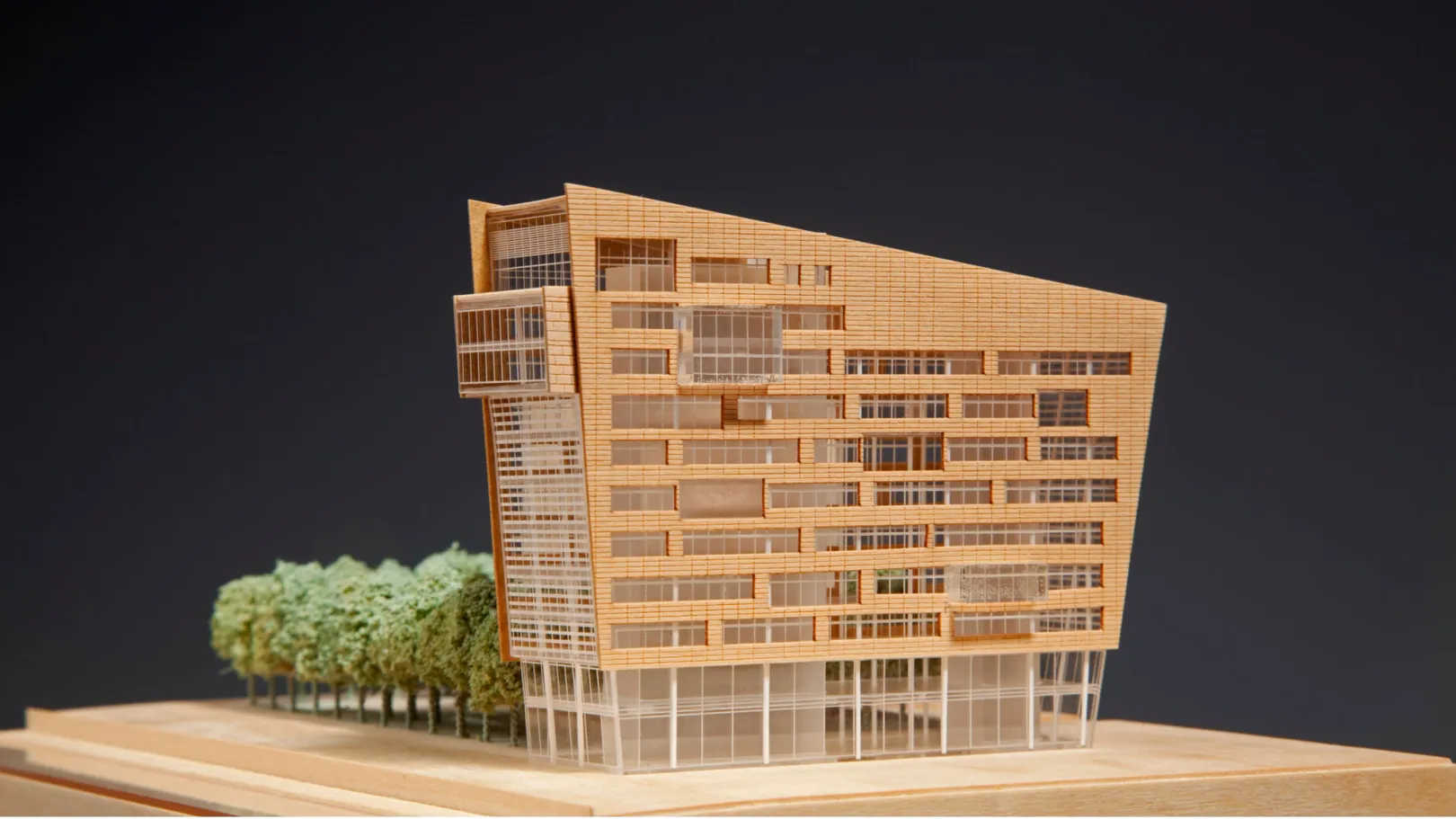 Wooden model of architectural building