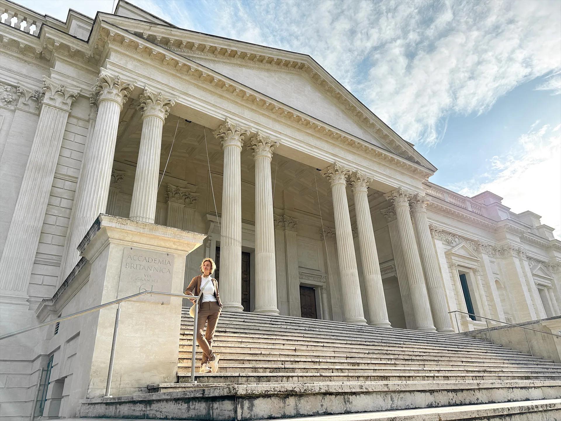 Julia Mejer on steps outside British School Rome