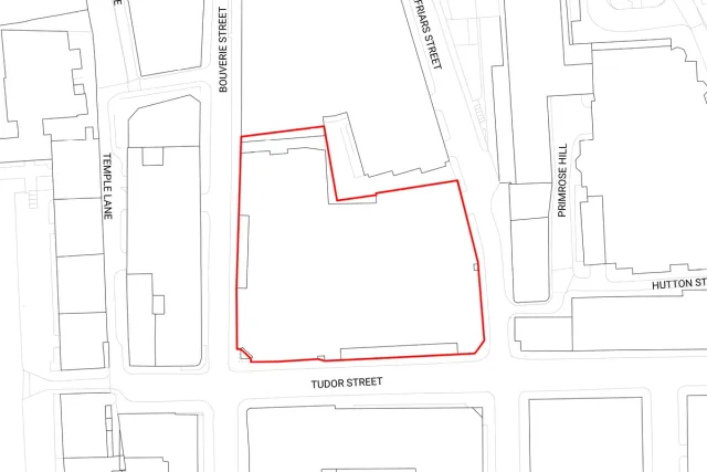 architectural drawing site plan with red line