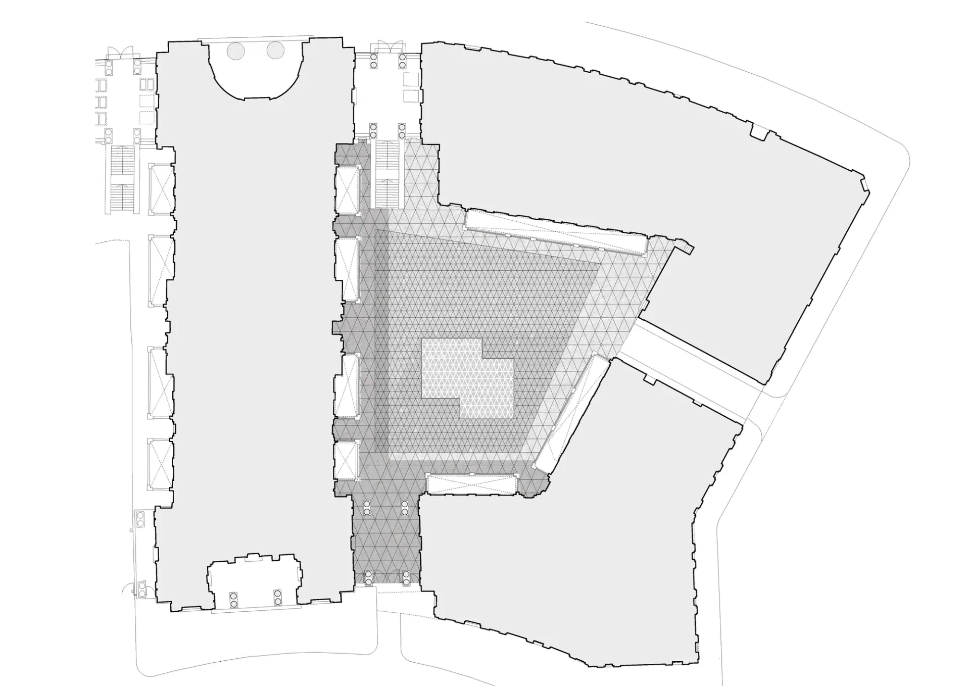 Architectural plan in black and white with dotted lines
