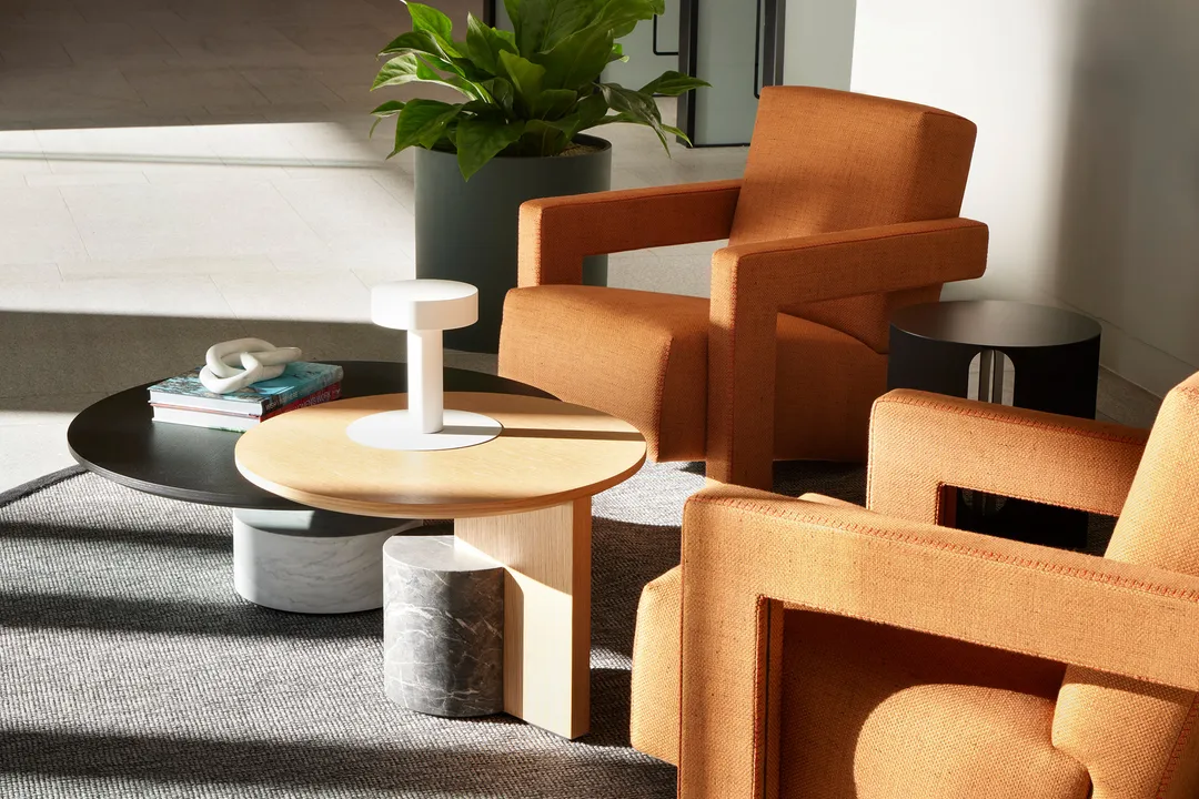 Photograph of two seats in the reception