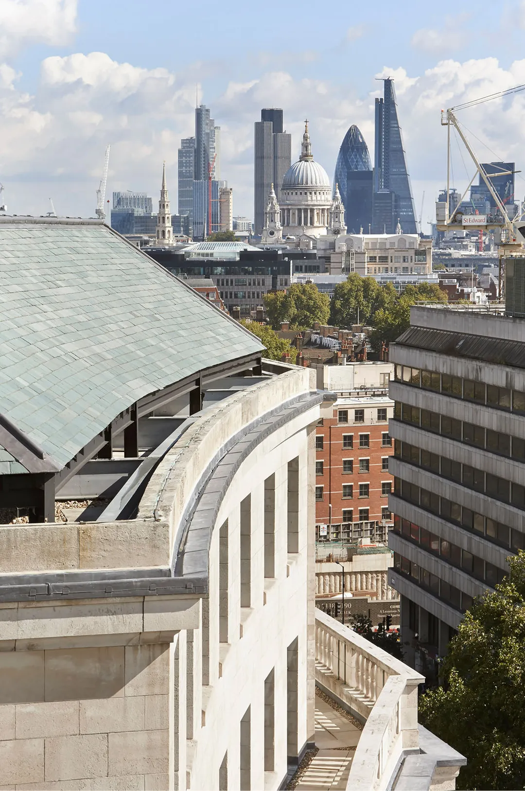 balcony building with view of London City skyline