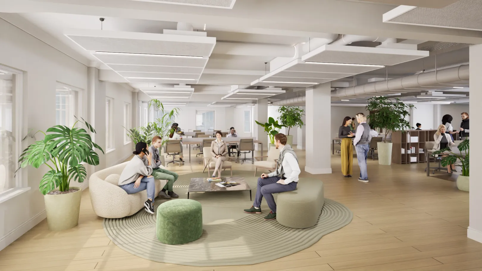 CGI of building entrance lobby