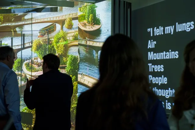 people at video installation exhibit