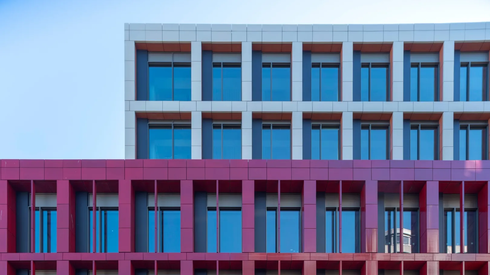 Red and white terracota details of building exterior