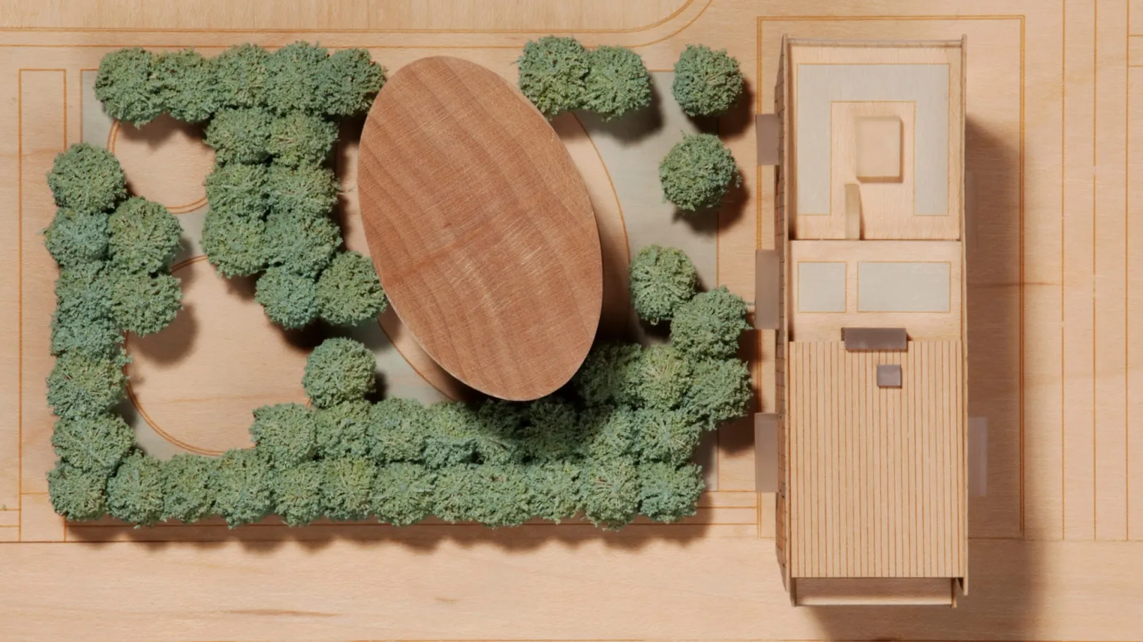 Wooden model of architectural building