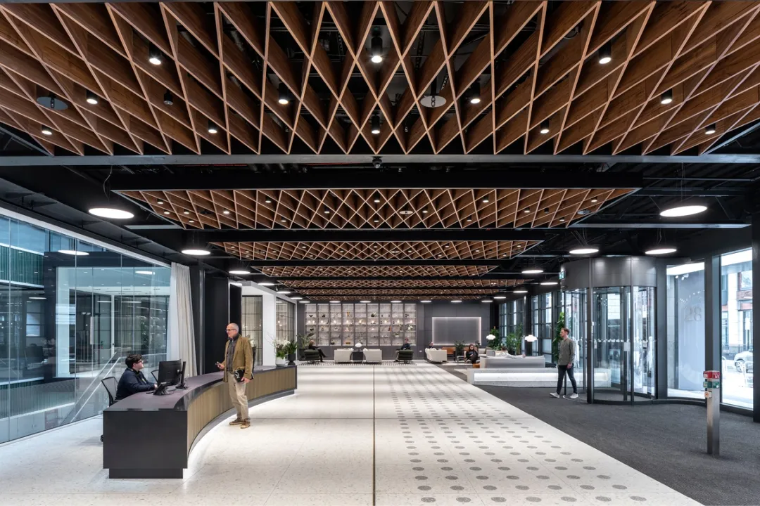 reception area with person at desk