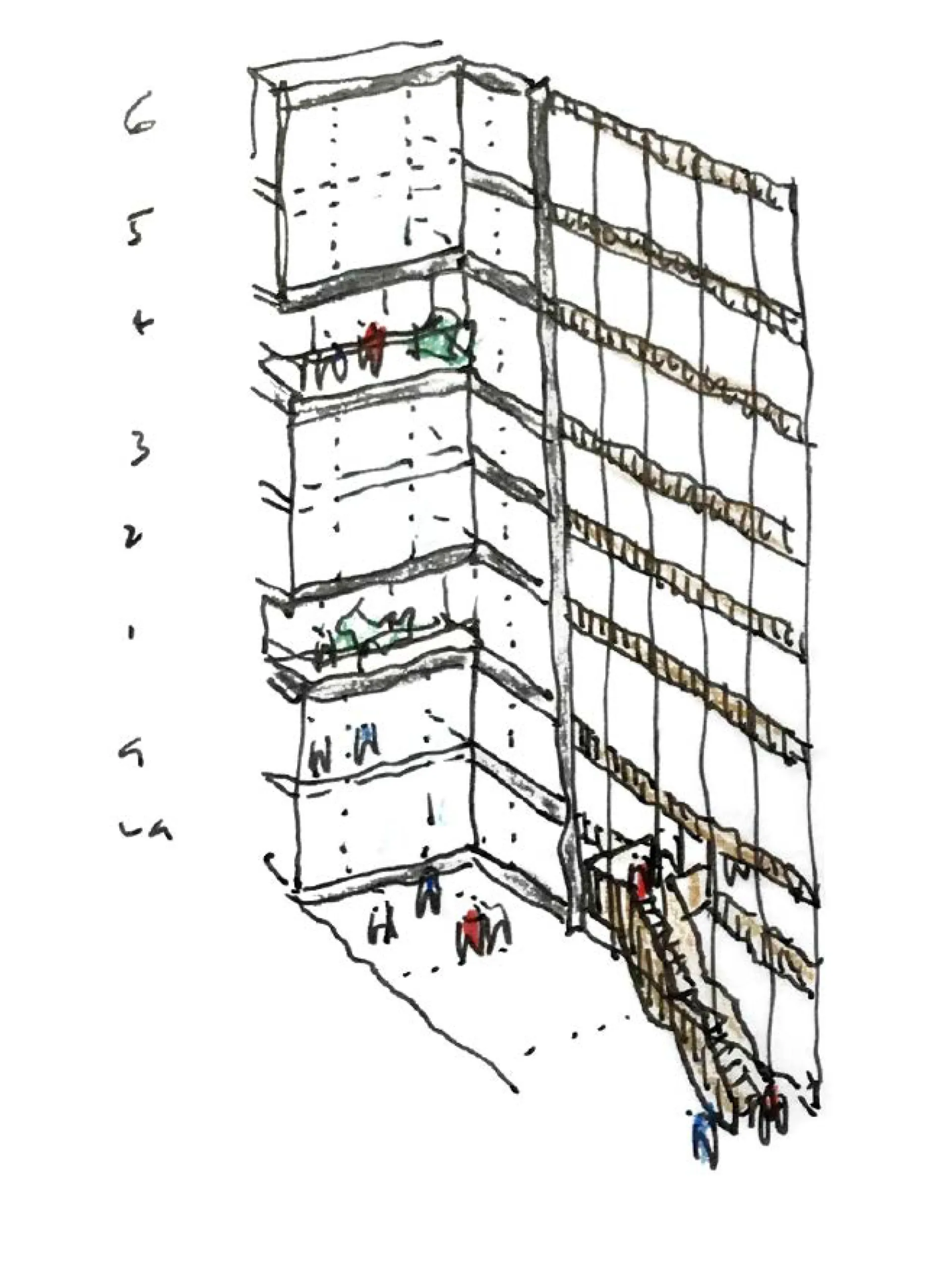 sketch of atrium hand drawn